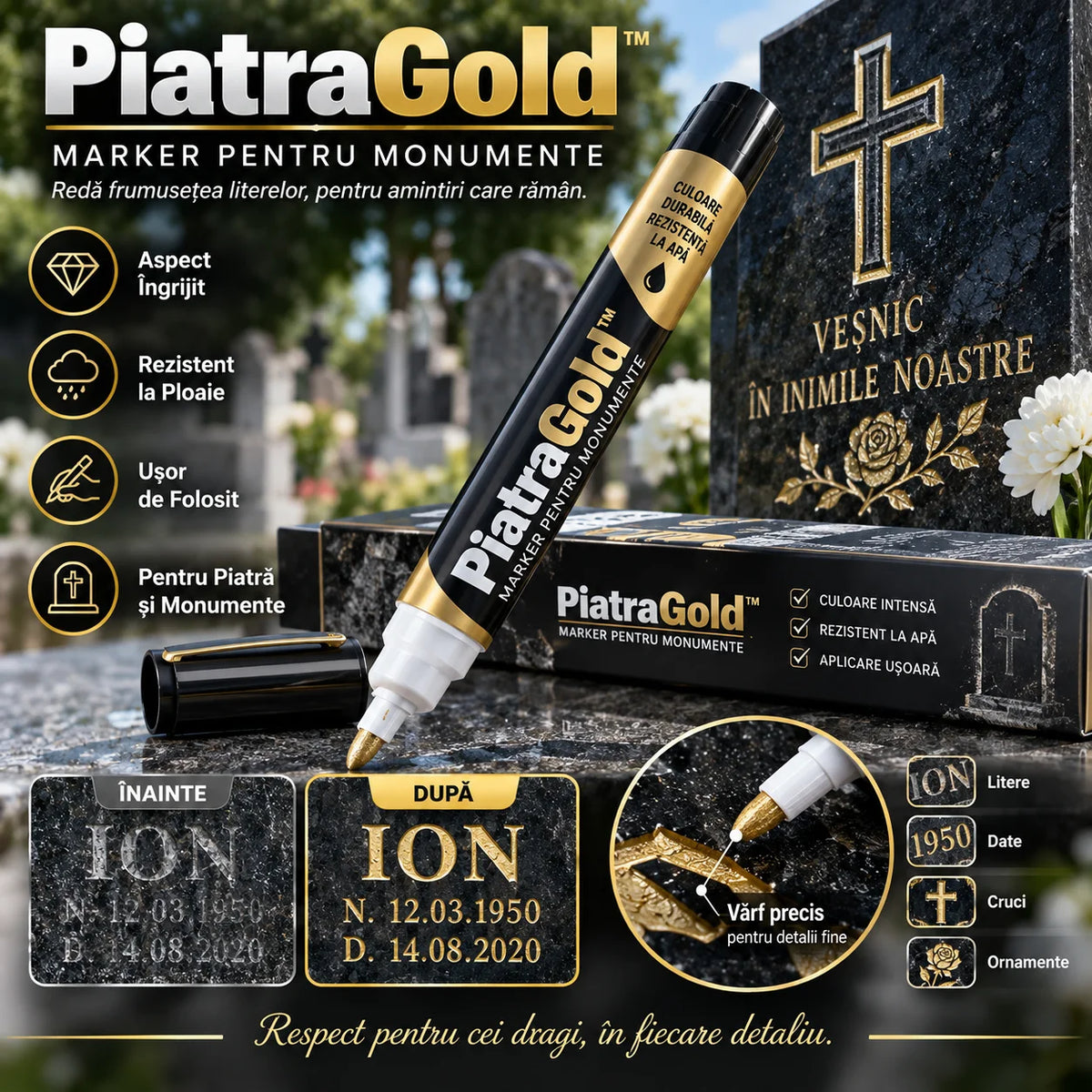 Marker pentru Monumente PiatraGold