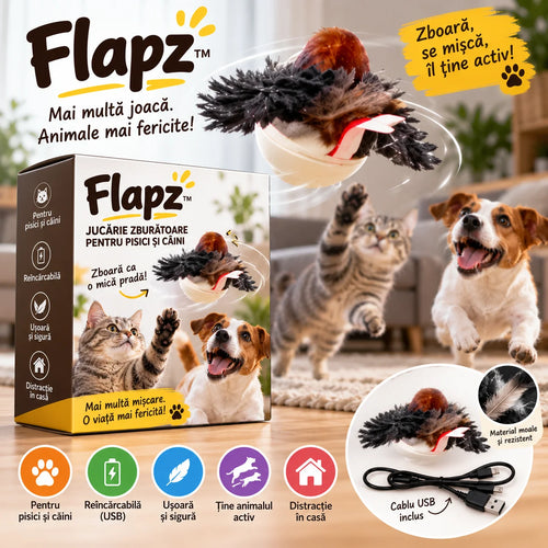 Jucărie Zburătoare Flapz – Distracție Fără Oprire Pentru Câini și Pisici